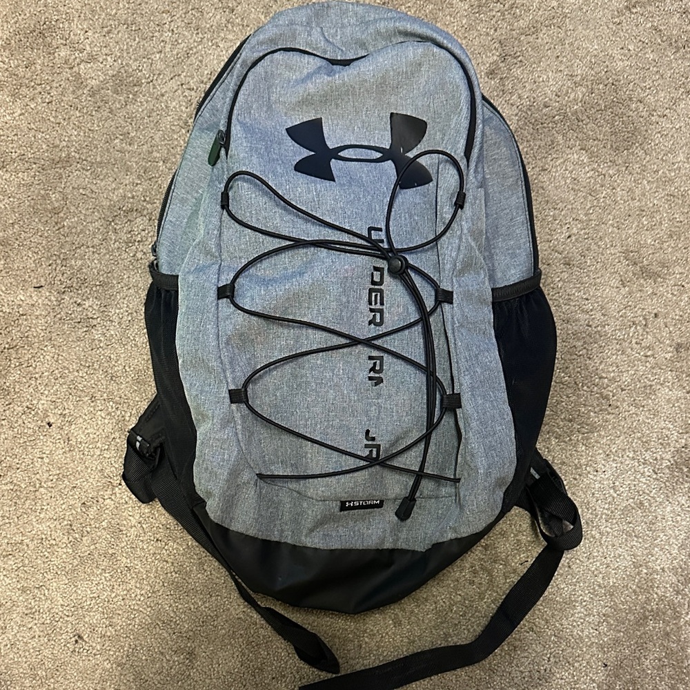 Under Armour Men Backpack Hustle Sport Travel School Gray Black OS